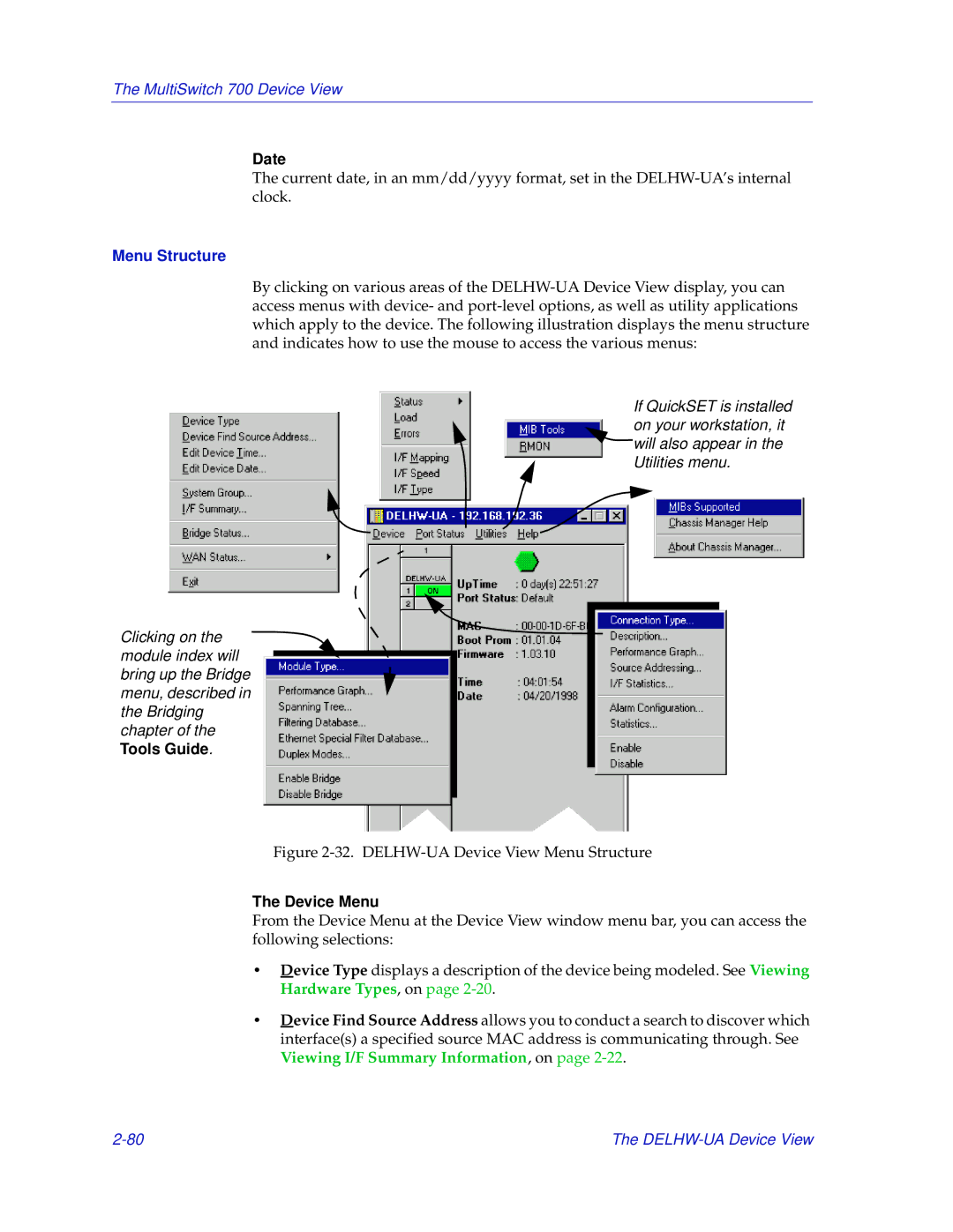 Enterasys Networks 700 manual DELHW-UA Device View Menu Structure 