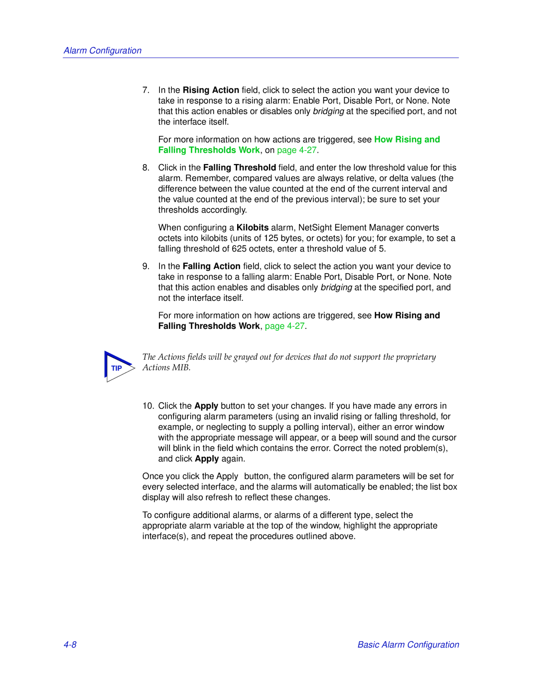 Enterasys Networks 700 manual Alarm Configuration 