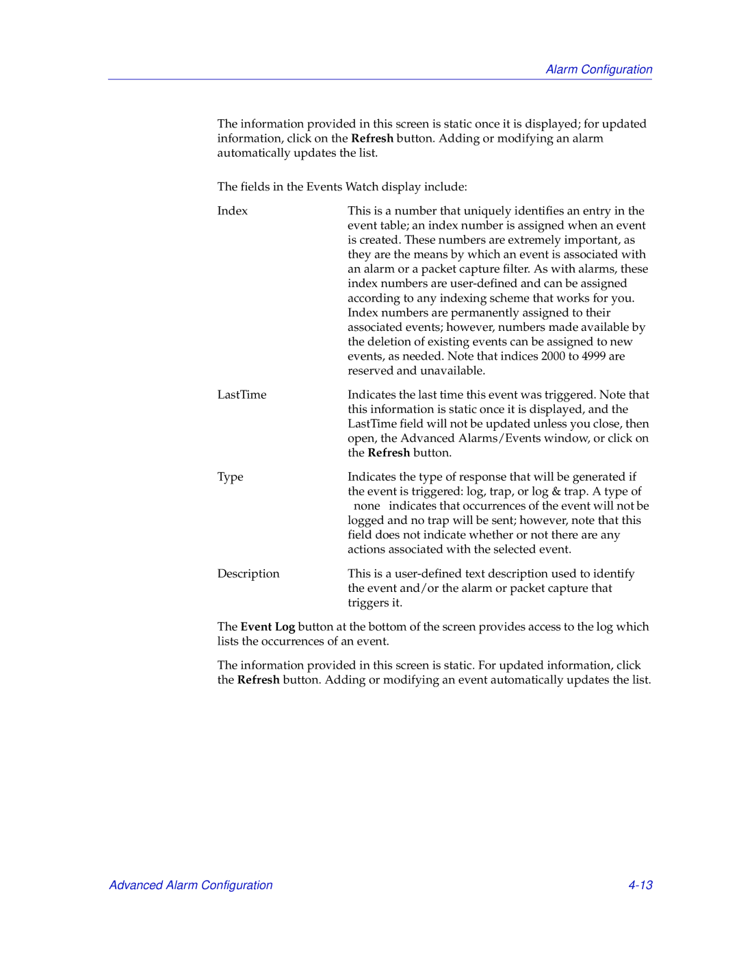 Enterasys Networks 700 manual Alarm Configuration 