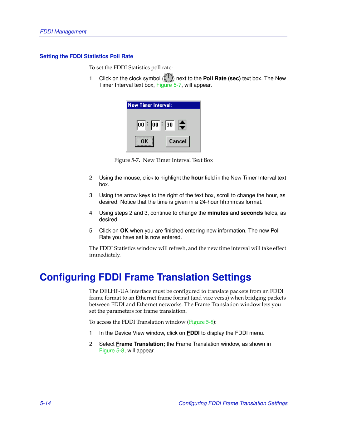 Enterasys Networks 700 manual Configuring Fddi Frame Translation Settings, Setting the Fddi Statistics Poll Rate 