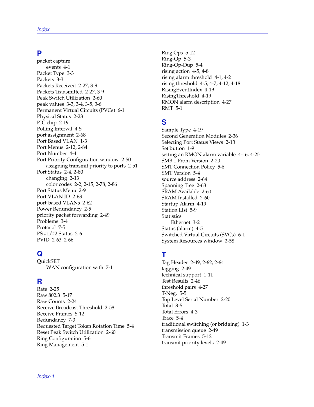 Enterasys Networks 700 manual Index-4 