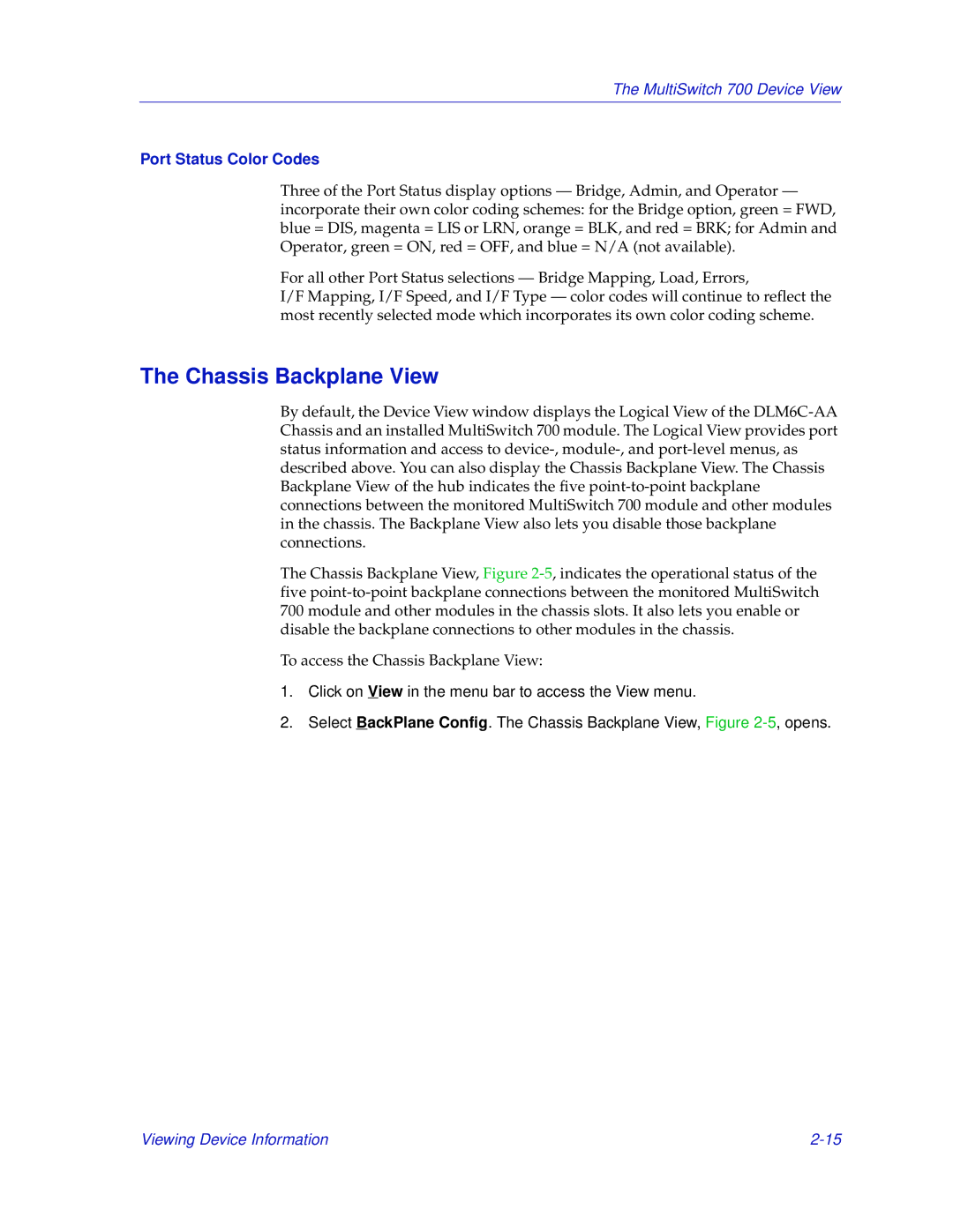 Enterasys Networks 700 manual Chassis Backplane View, Port Status Color Codes 