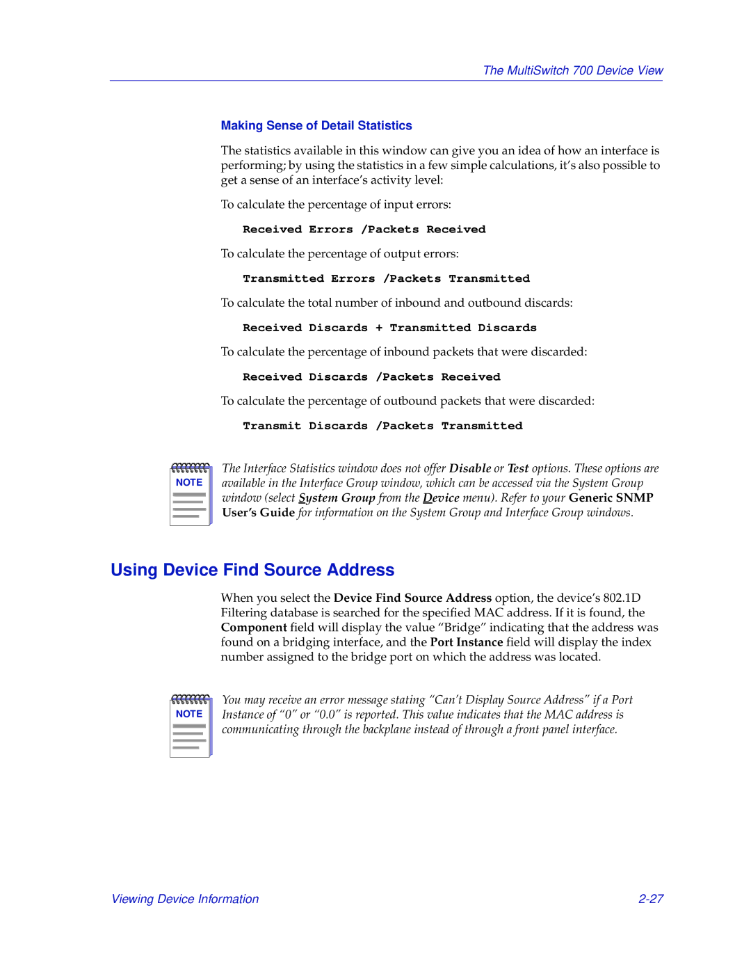 Enterasys Networks 700 manual Using Device Find Source Address, Making Sense of Detail Statistics 