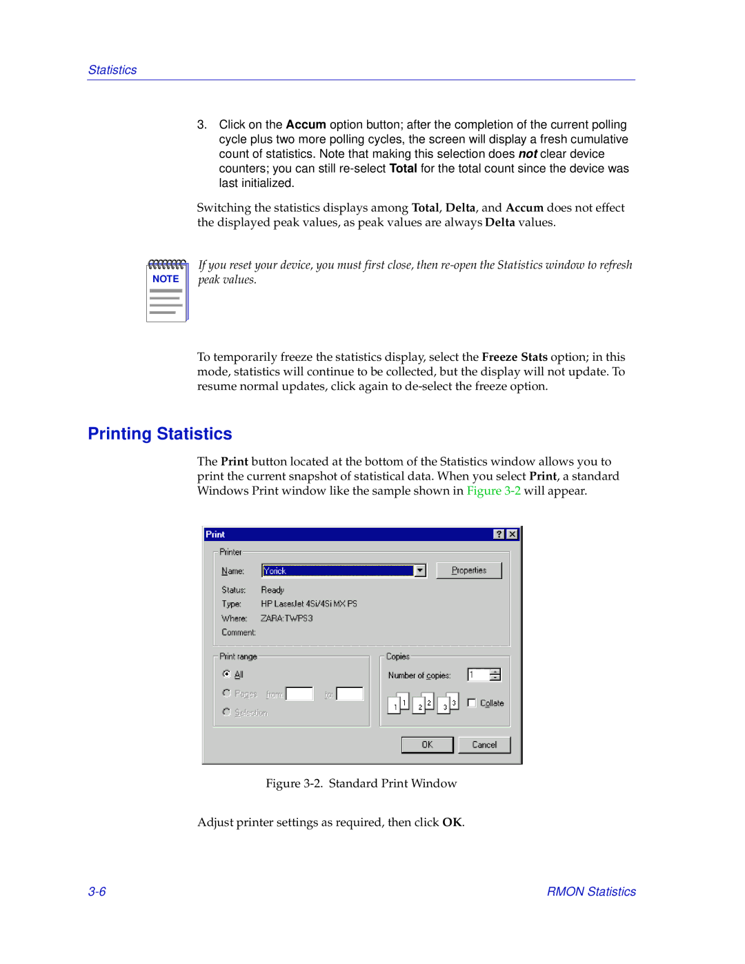 Enterasys Networks 700 manual Printing Statistics 