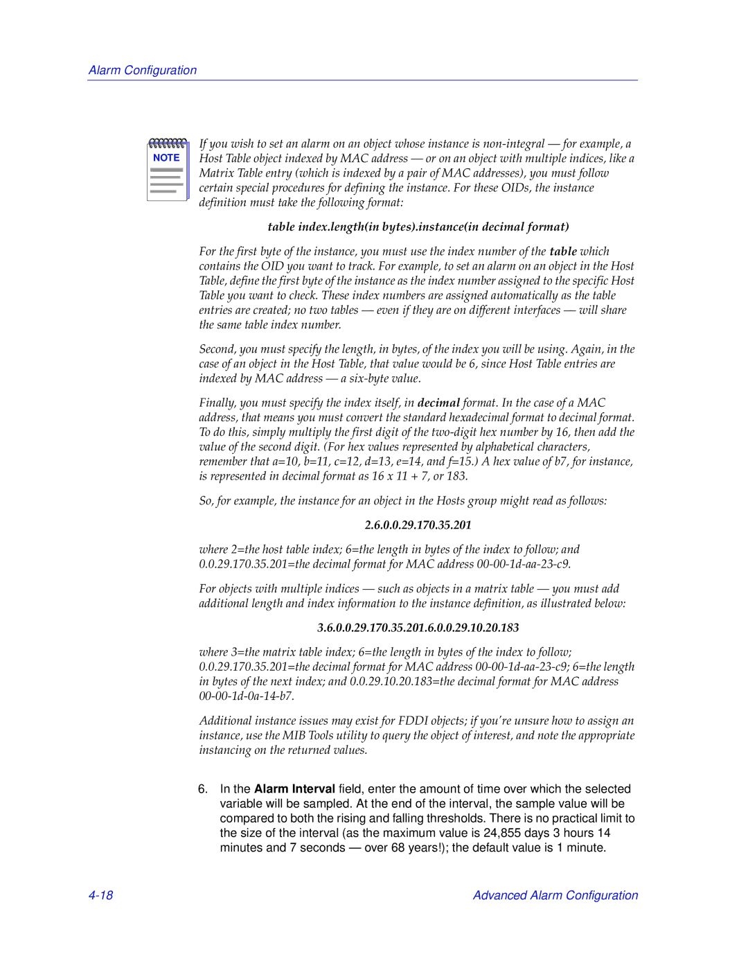 Enterasys Networks 700 manual Table index.lengthin bytes.instancein decimal format 