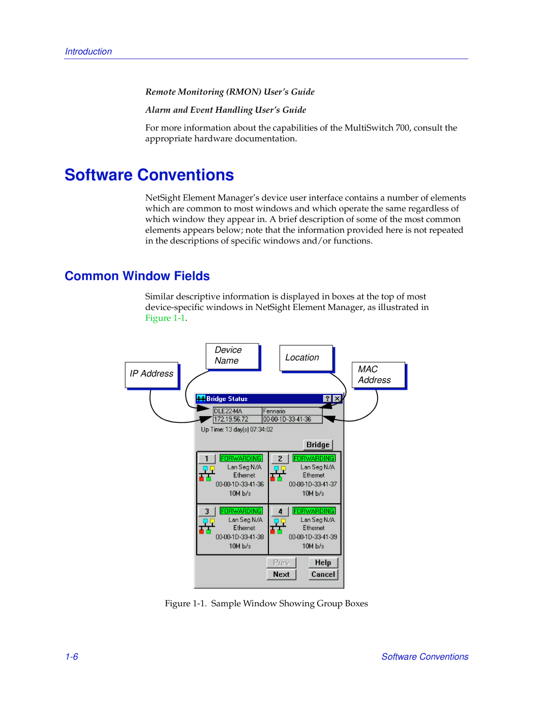 Enterasys Networks 700 manual Software Conventions, Common Window Fields 