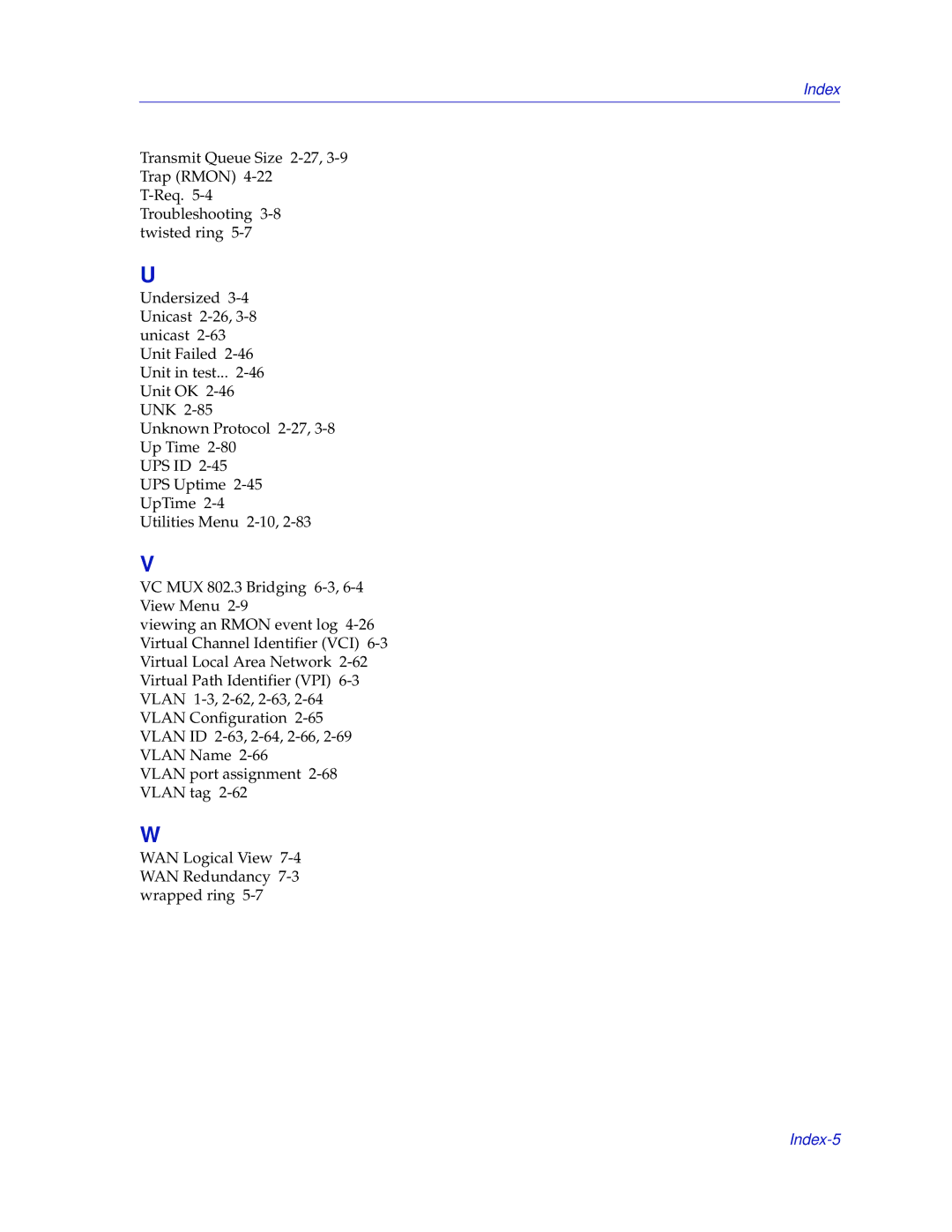 Enterasys Networks 700 manual Index-5 