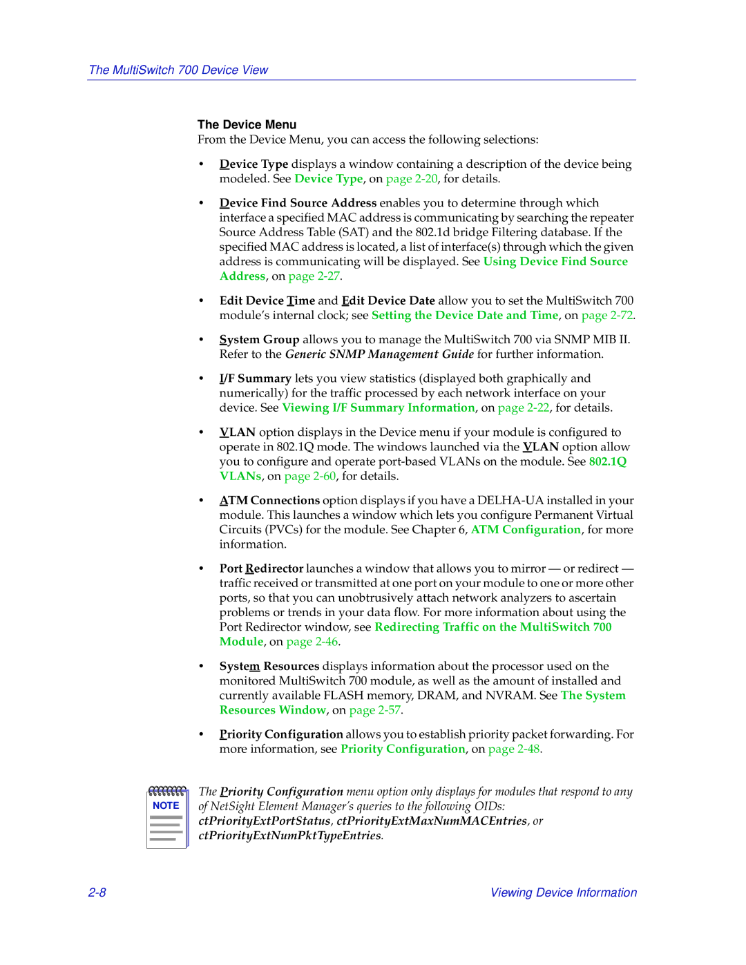 Enterasys Networks 700 manual Device Menu 