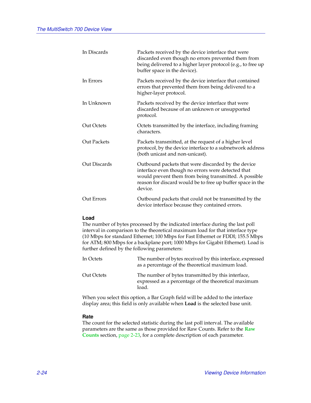 Enterasys Networks 700 manual Load, Rate 