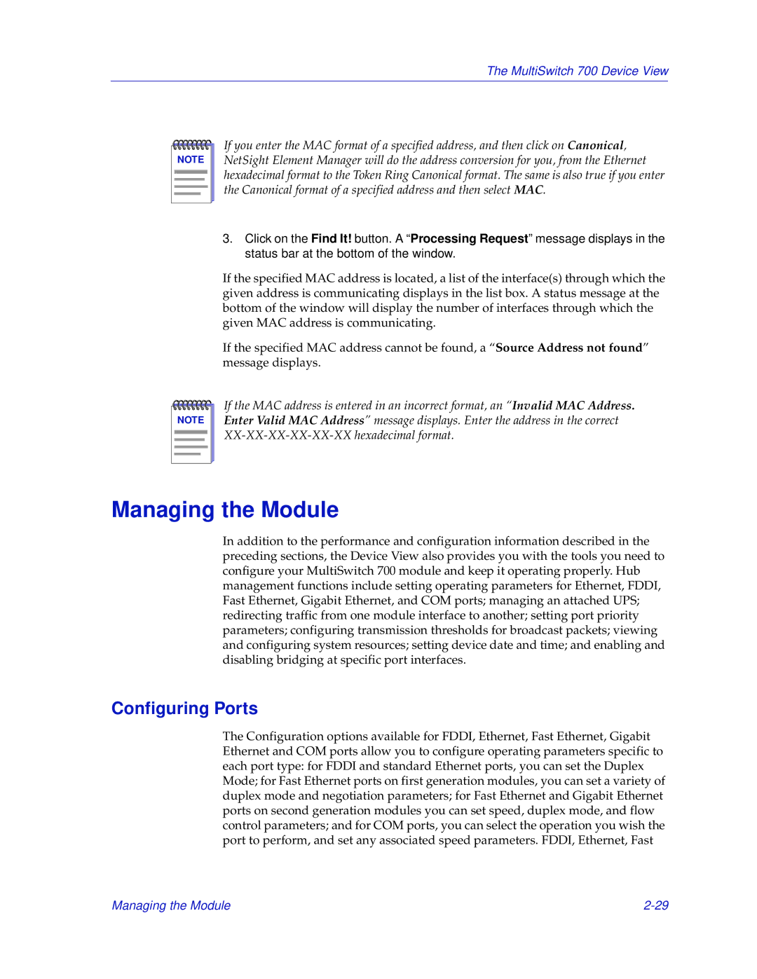 Enterasys Networks 700 manual Managing the Module, Configuring Ports 