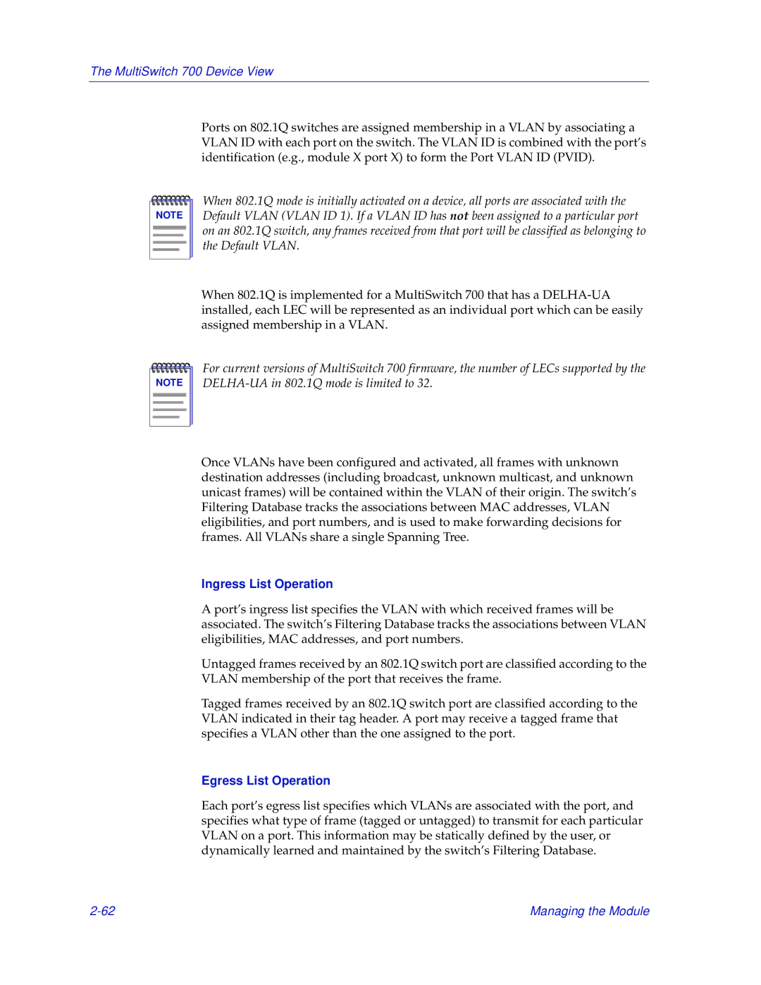 Enterasys Networks 700 manual Ingress List Operation, Egress List Operation 