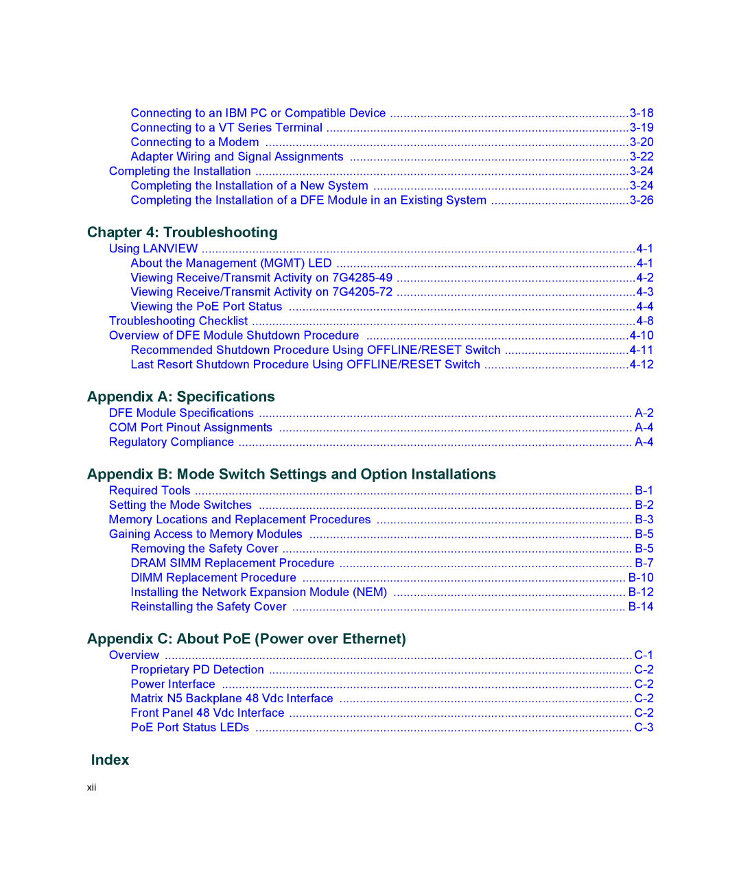 Enterasys Networks 7G4205-72, 7G4285-49 manual Appendix a Specifications 