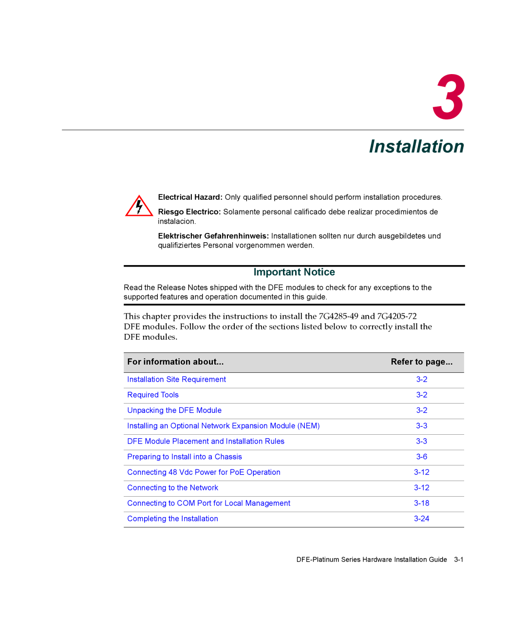 Enterasys Networks 7G4285-49, 7G4205-72 manual Installation 