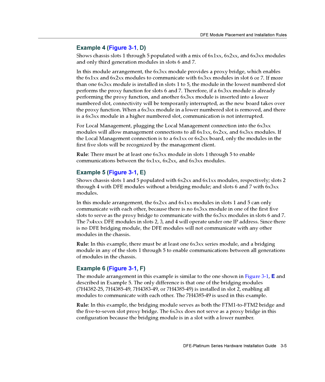 Enterasys Networks 7G4285-49, 7G4205-72 manual Example 4 -1,D, Example 5 -1, E, Example 6 -1, F 