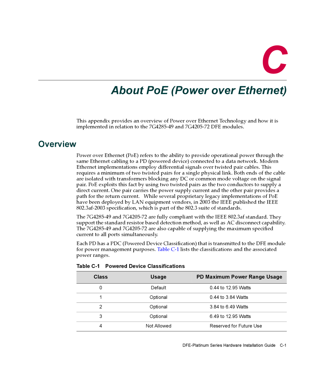 Enterasys Networks 7G4285-49, 7G4205-72 manual About PoE Power over Ethernet, Overview 