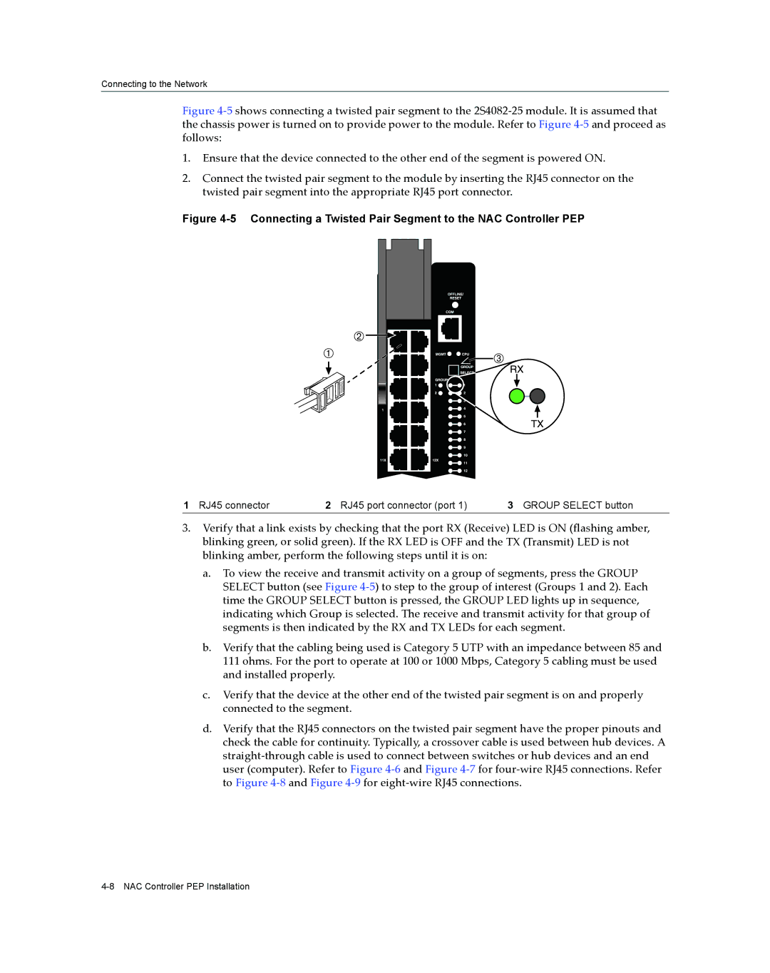 Enterasys Networks 7S4280-19-SYS, 2S4082-25-SYS manual Connecting a Twisted Pair Segment to the NAC Controller PEP 