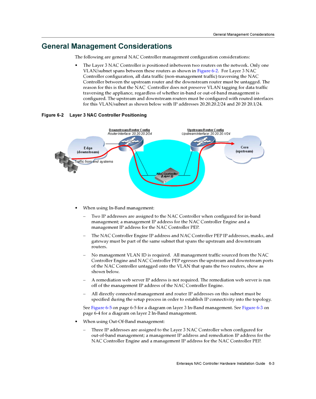 Enterasys Networks 2S4082-25-SYS, 7S4280-19-SYS manual General Management Considerations, Layer 3 NAC Controller Positioning 