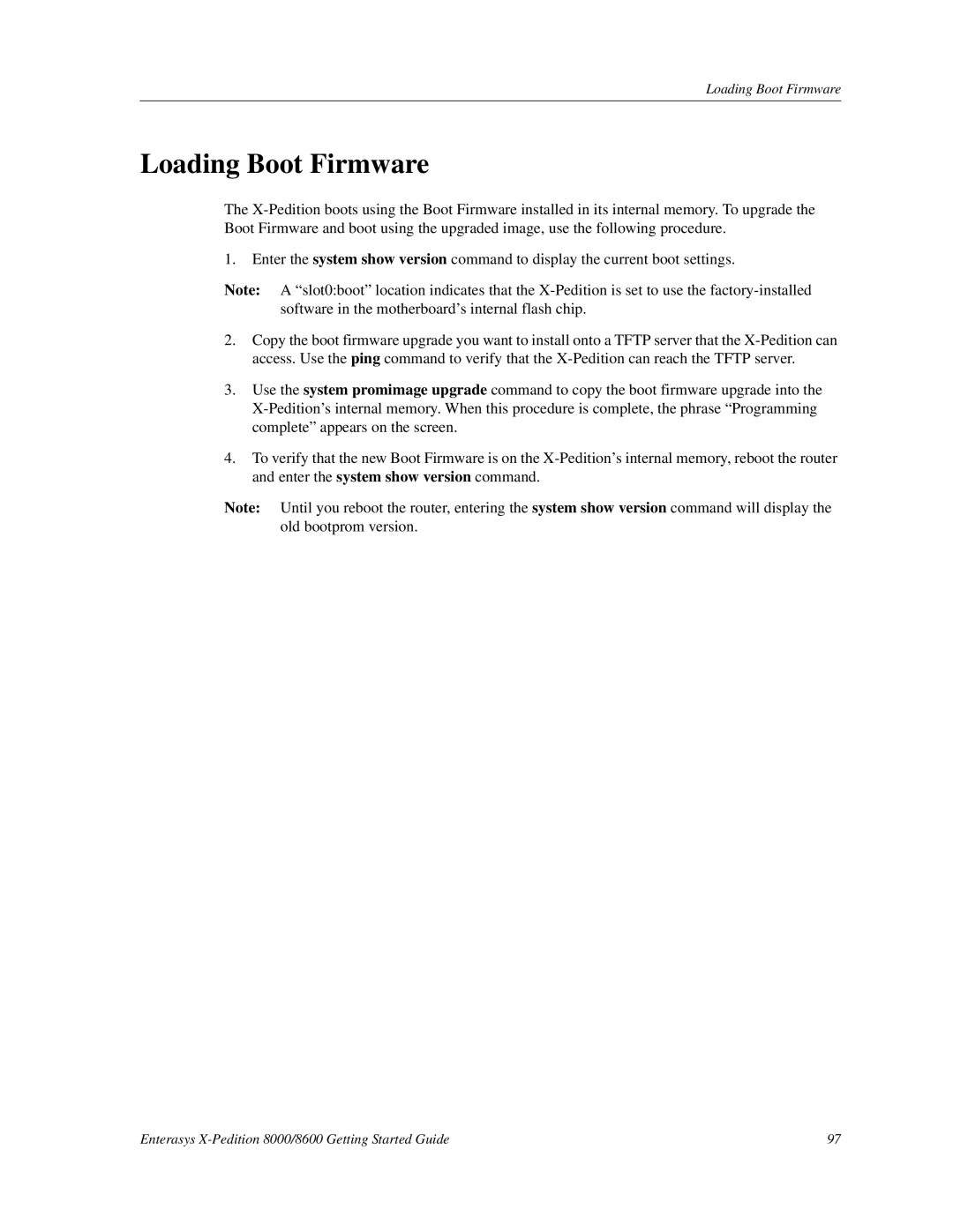 Enterasys Networks 8000/8600 manual Loading Boot Firmware 