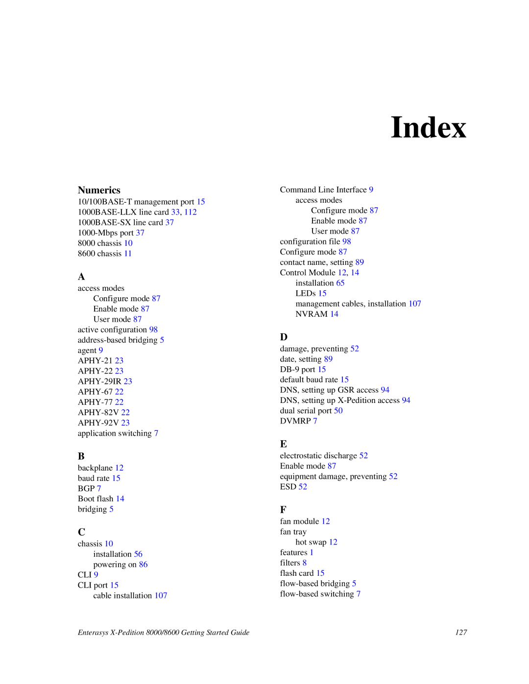 Enterasys Networks 8000/8600 manual Numerics, Cli 