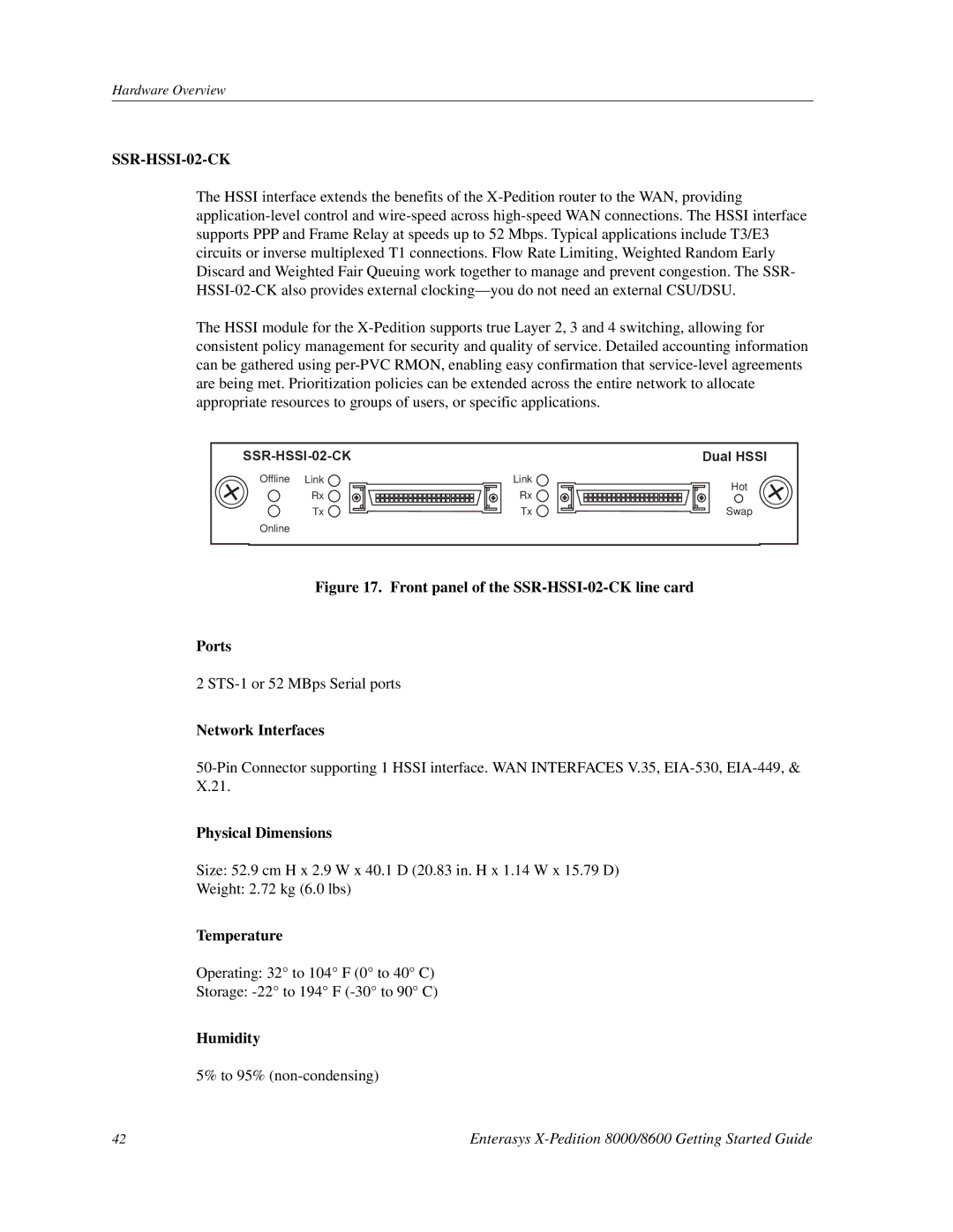 Enterasys Networks 8000/8600 manual SSR-HSSI-02-CK 