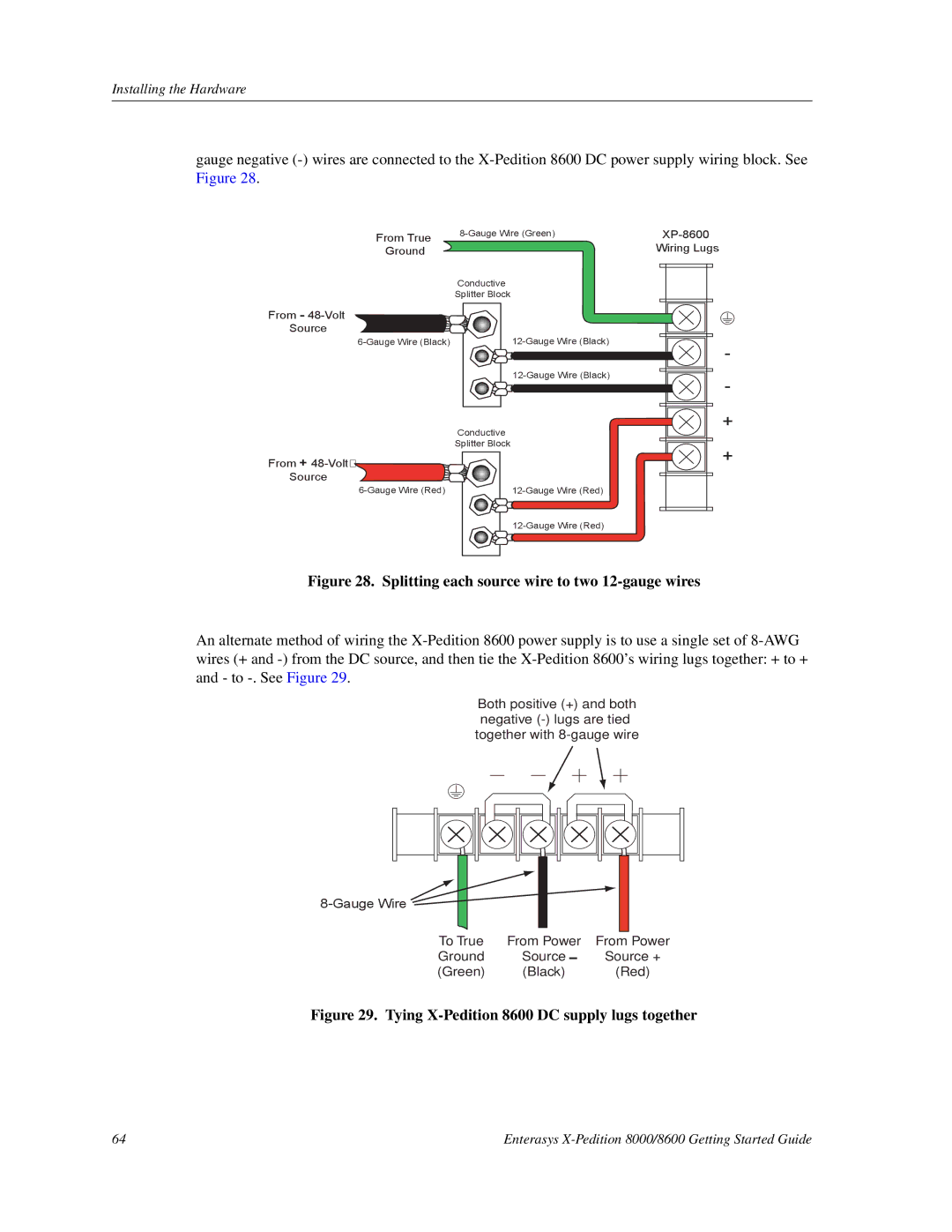 Enterasys Networks 8000/8600 manual Splitting each source wire to two 12-gauge wires 