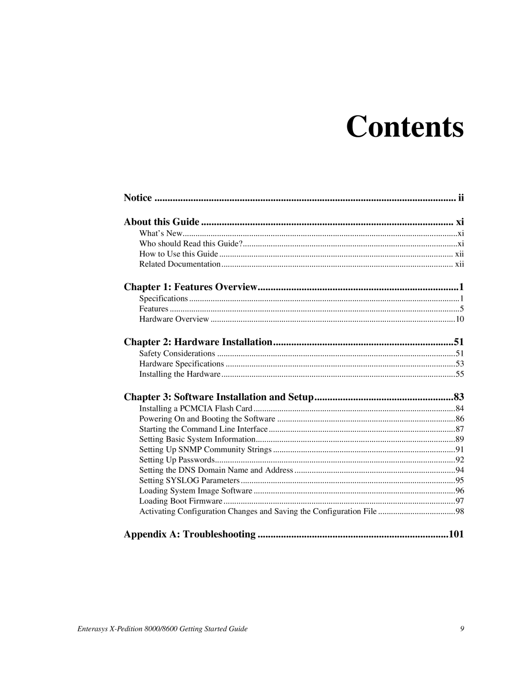 Enterasys Networks 8000/8600 manual Contents 