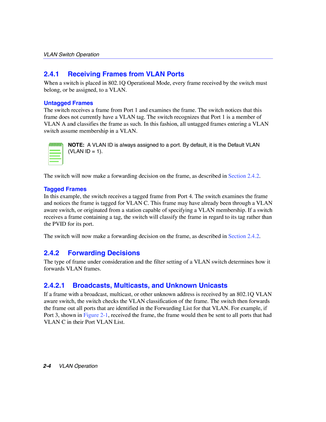 Enterasys Networks 802.1Q manual Receiving Frames from Vlan Ports, Forwarding Decisions 