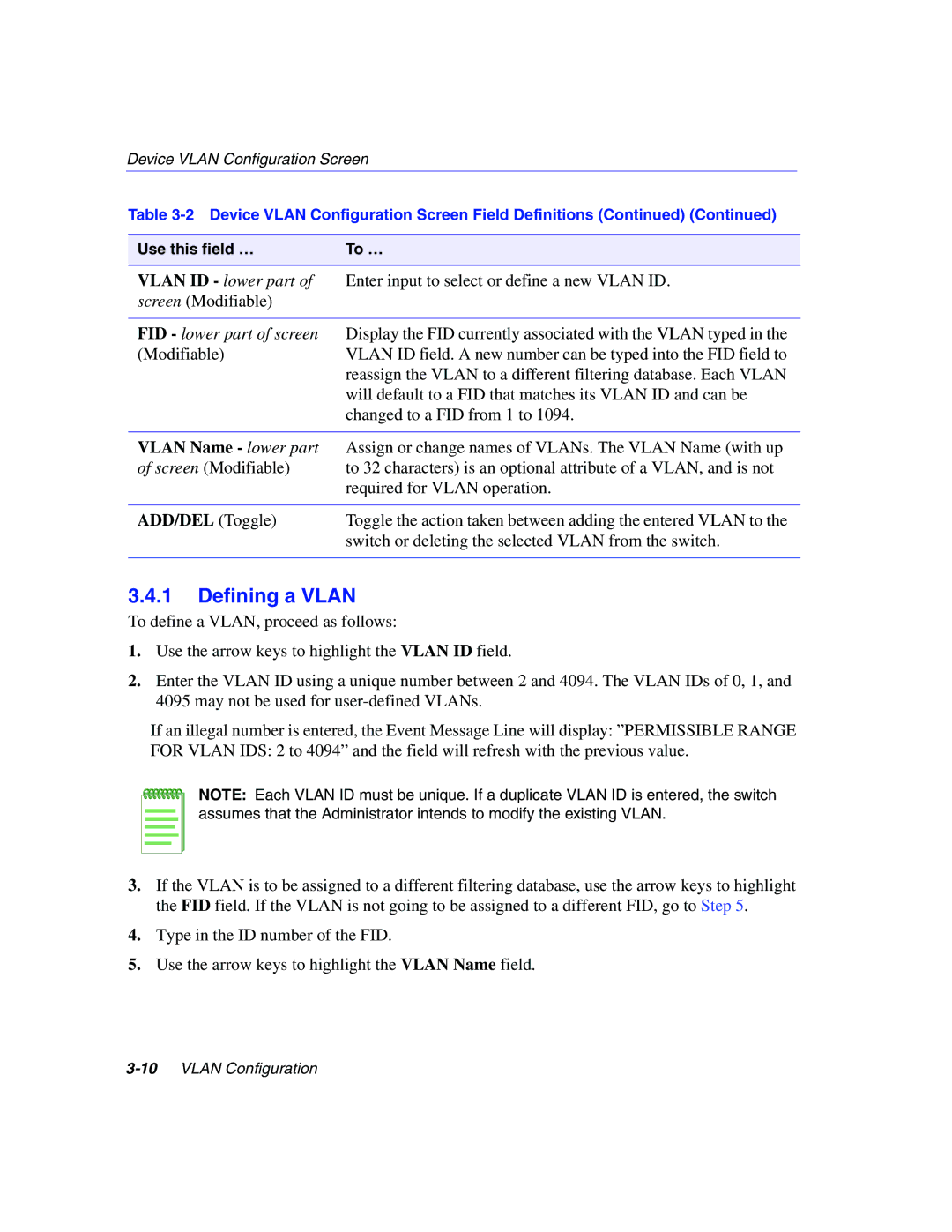 Enterasys Networks 802.1Q manual Vlan Name lower part 