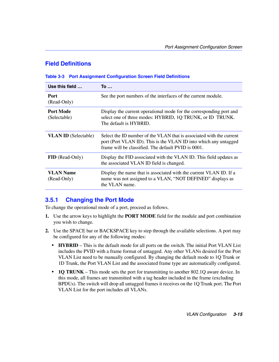 Enterasys Networks 802.1Q manual Changing the Port Mode 