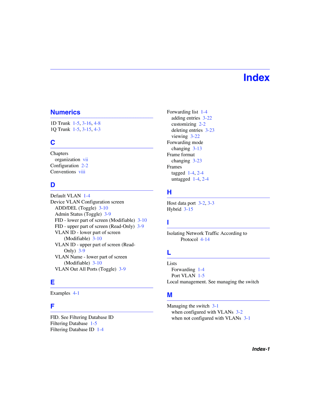 Enterasys Networks 802.1Q manual Index, Numerics 