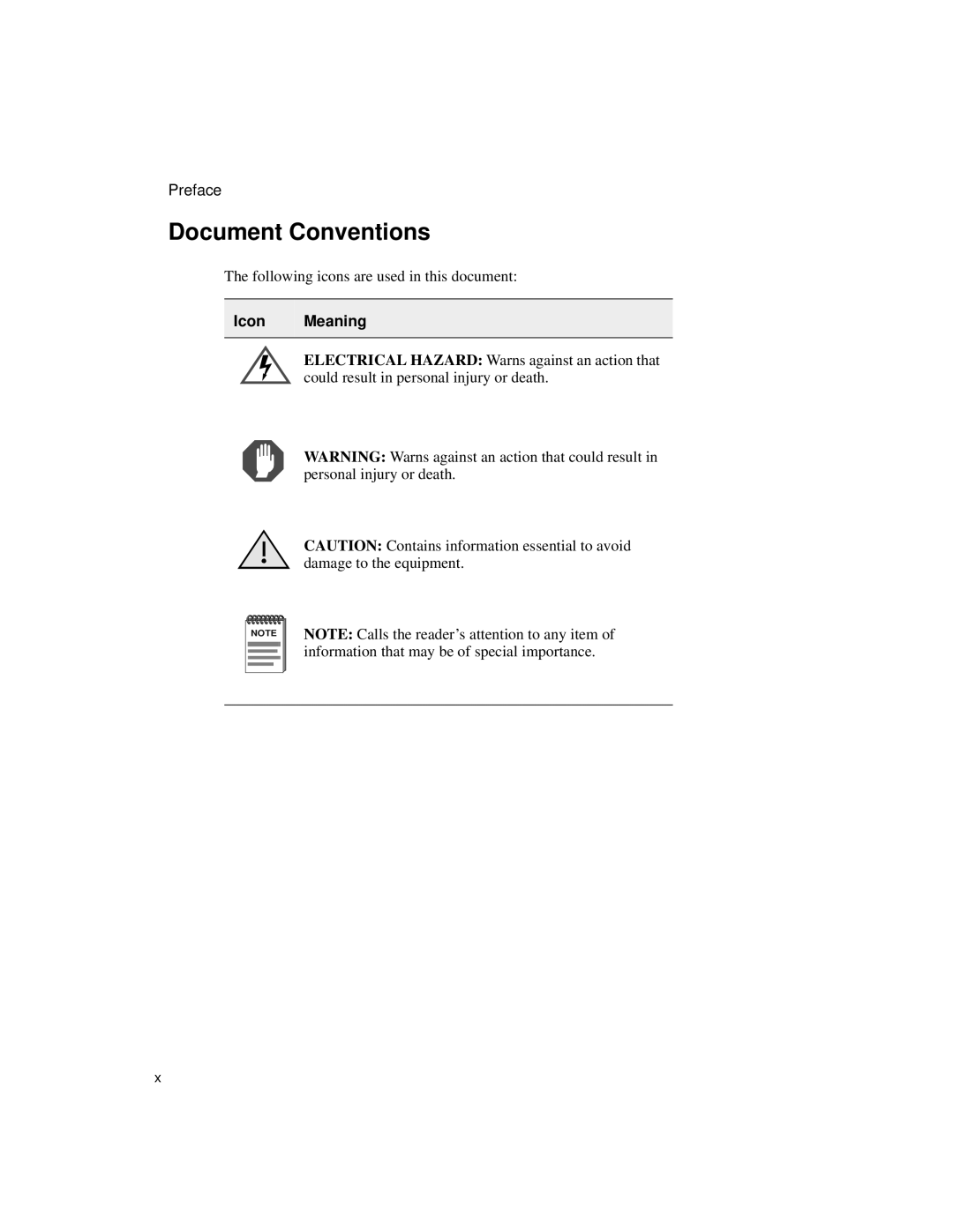 Enterasys Networks 9033348-02 manual Document Conventions, Icon Meaning 