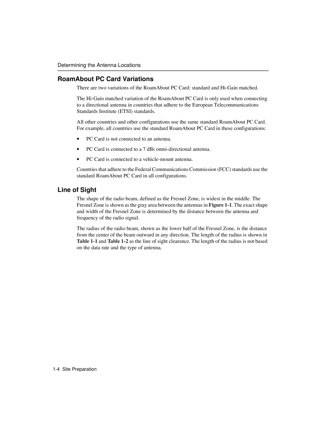 Enterasys Networks 9033348-02 manual RoamAbout PC Card Variations, Line of Sight 