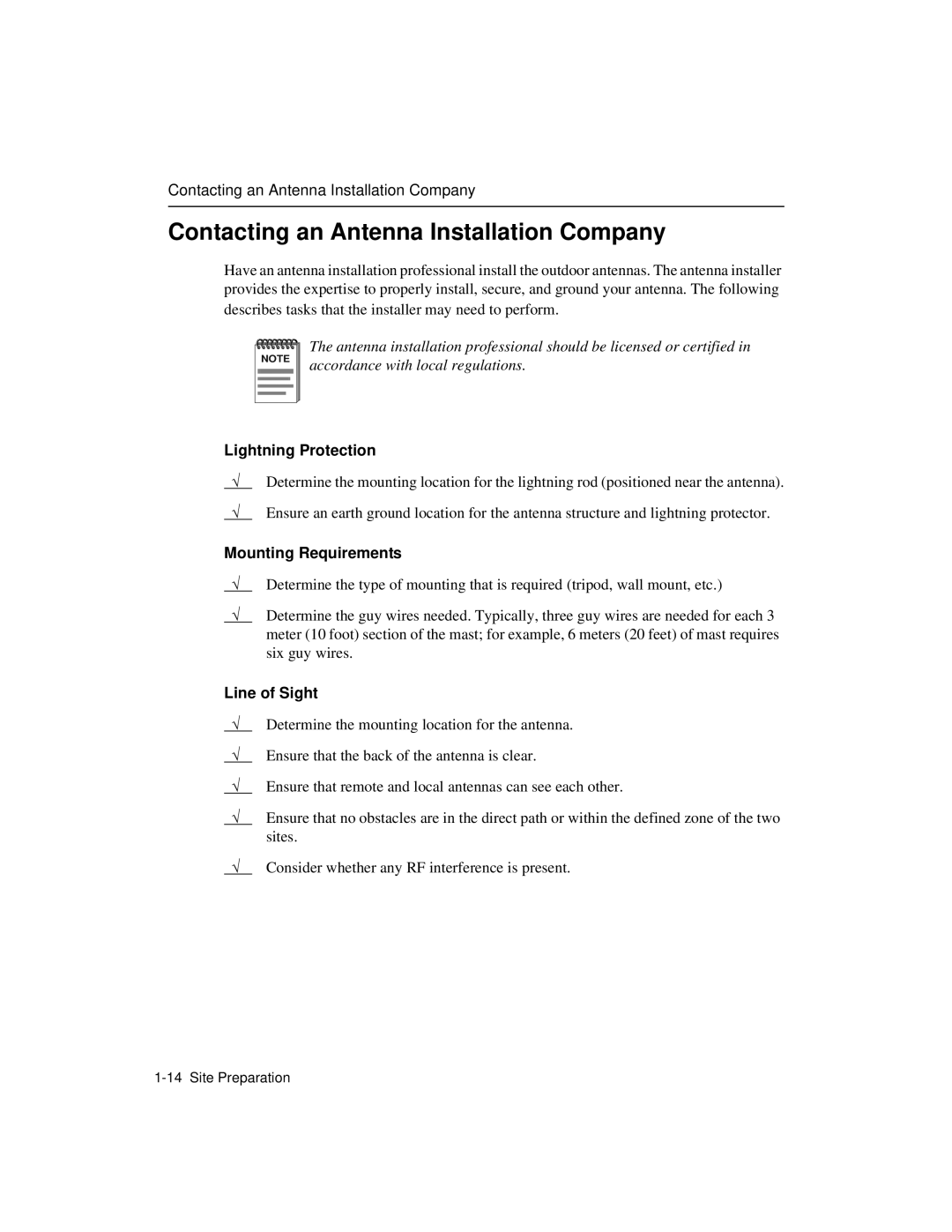 Enterasys Networks 9033348-02 Contacting an Antenna Installation Company, Lightning Protection, Mounting Requirements 