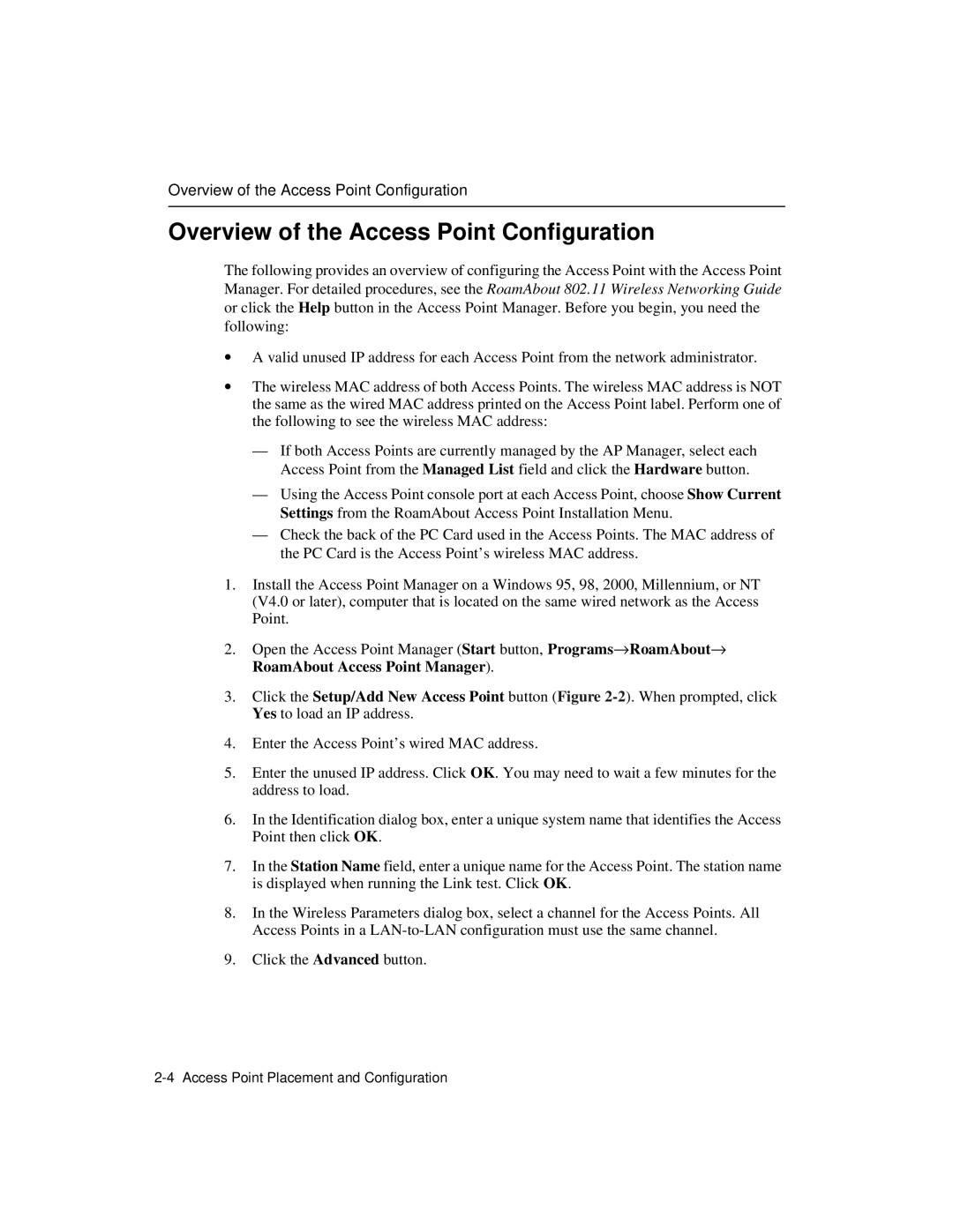 Enterasys Networks 9033348-02 manual Overview of the Access Point Configuration 