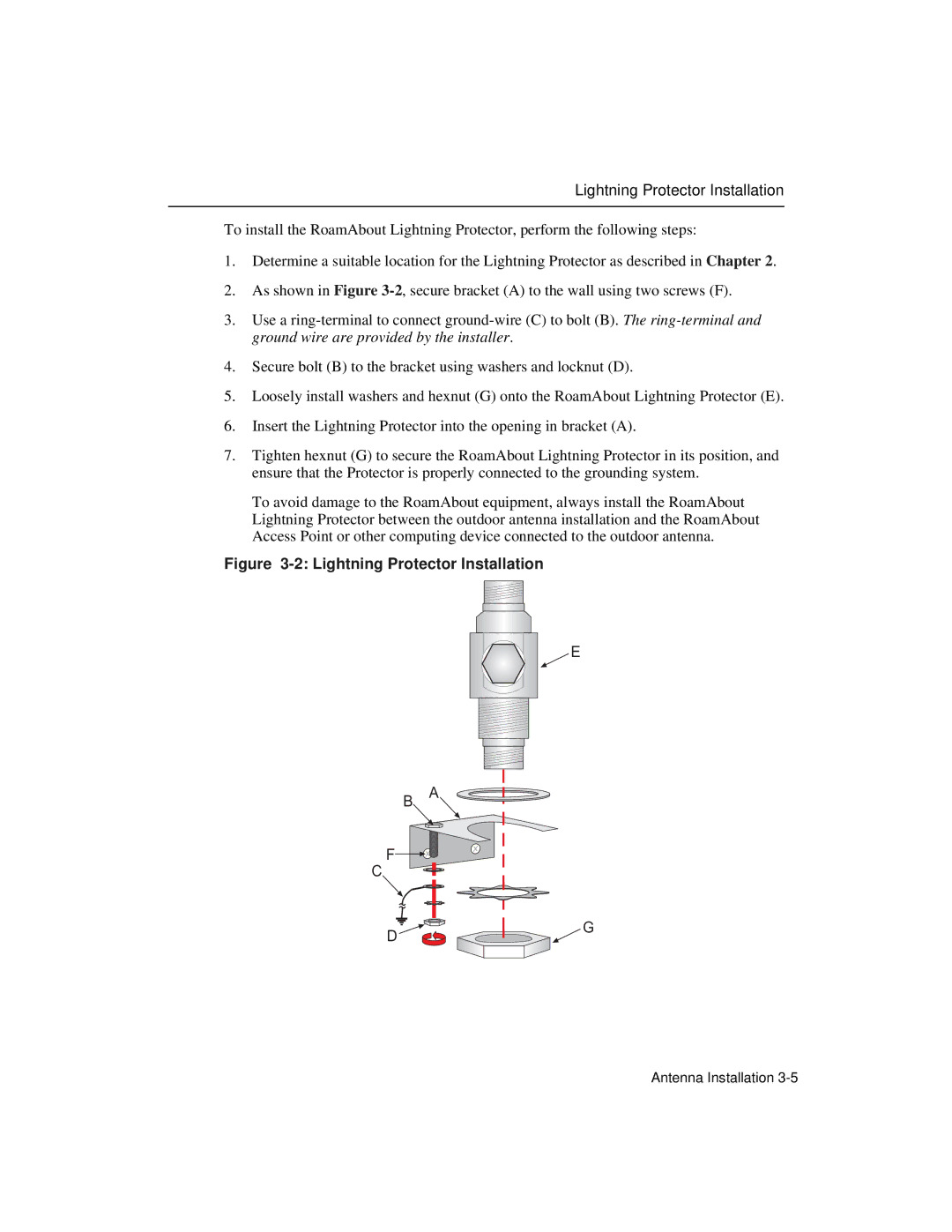 Enterasys Networks 9033348-02 manual Lightning Protector Installation 