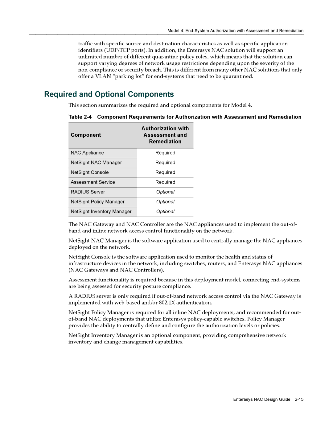 Enterasys Networks 9034385 manual Required and Optional Components 