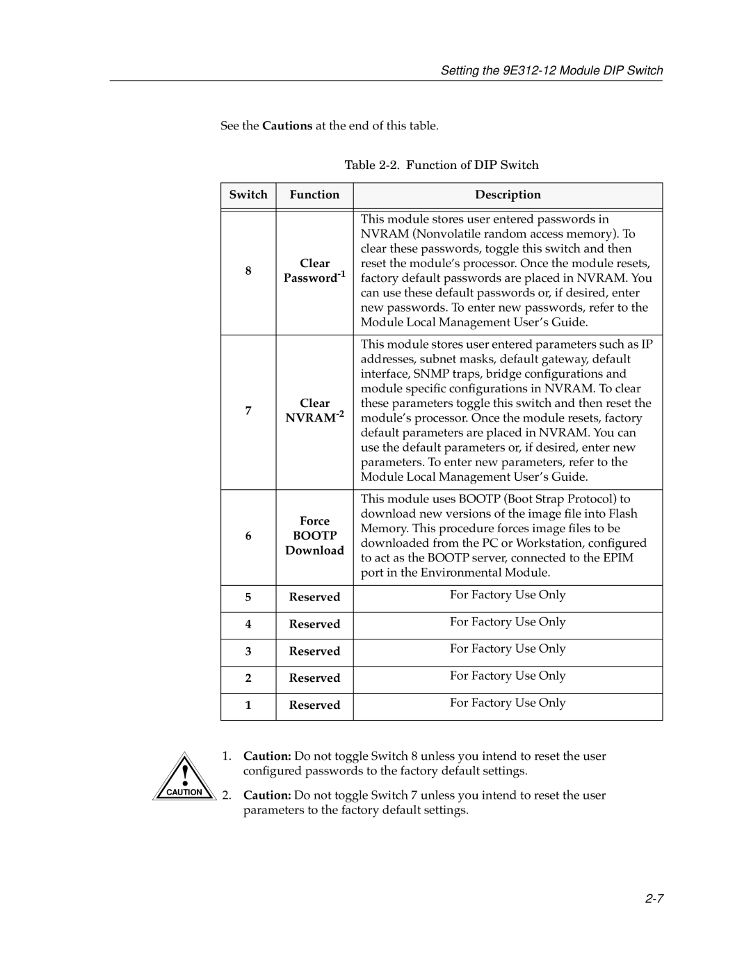 Enterasys Networks 9E312-12 manual NVRAM-2 