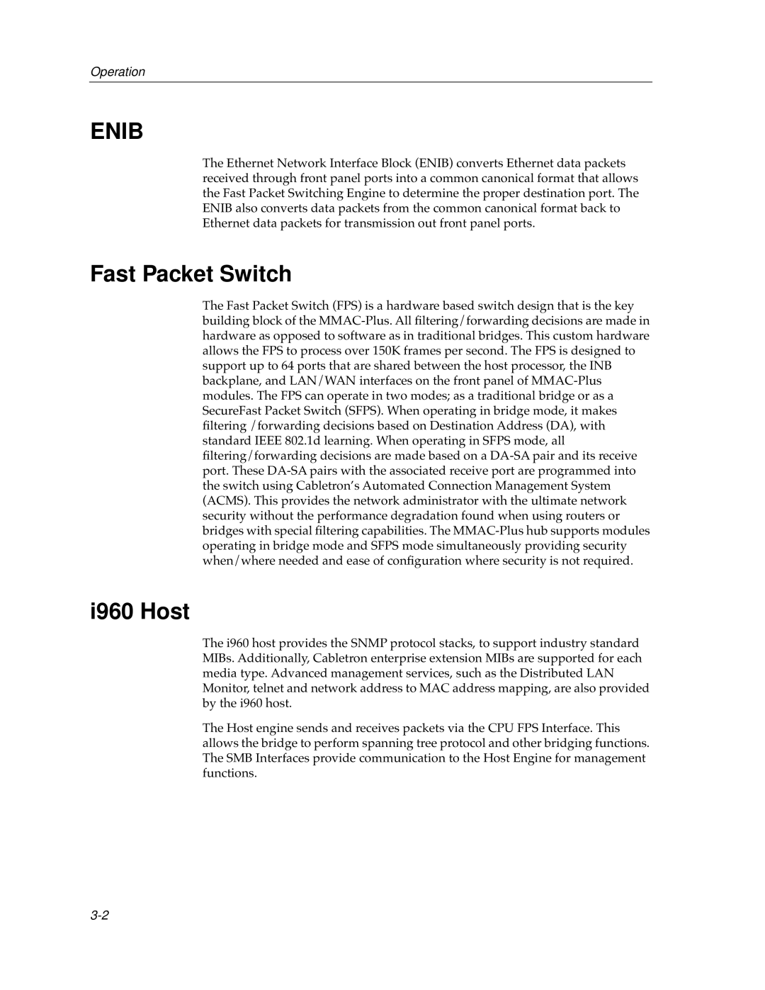 Enterasys Networks 9E312-12 manual Fast Packet Switch, I960 Host 