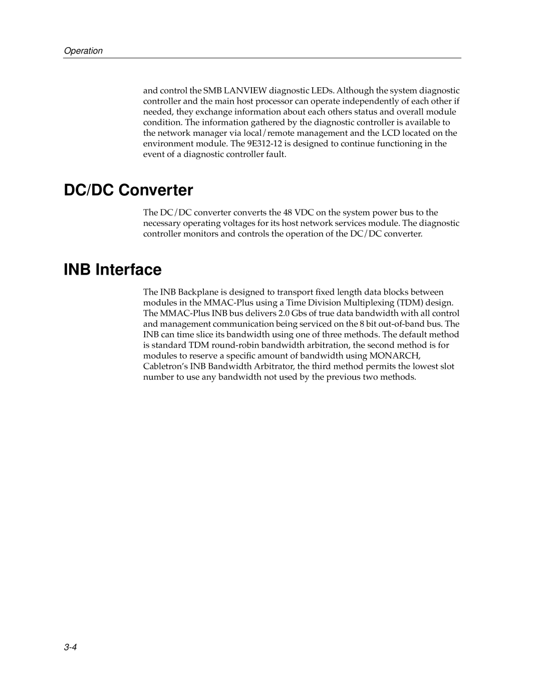 Enterasys Networks 9E312-12 manual DC/DC Converter, INB Interface 