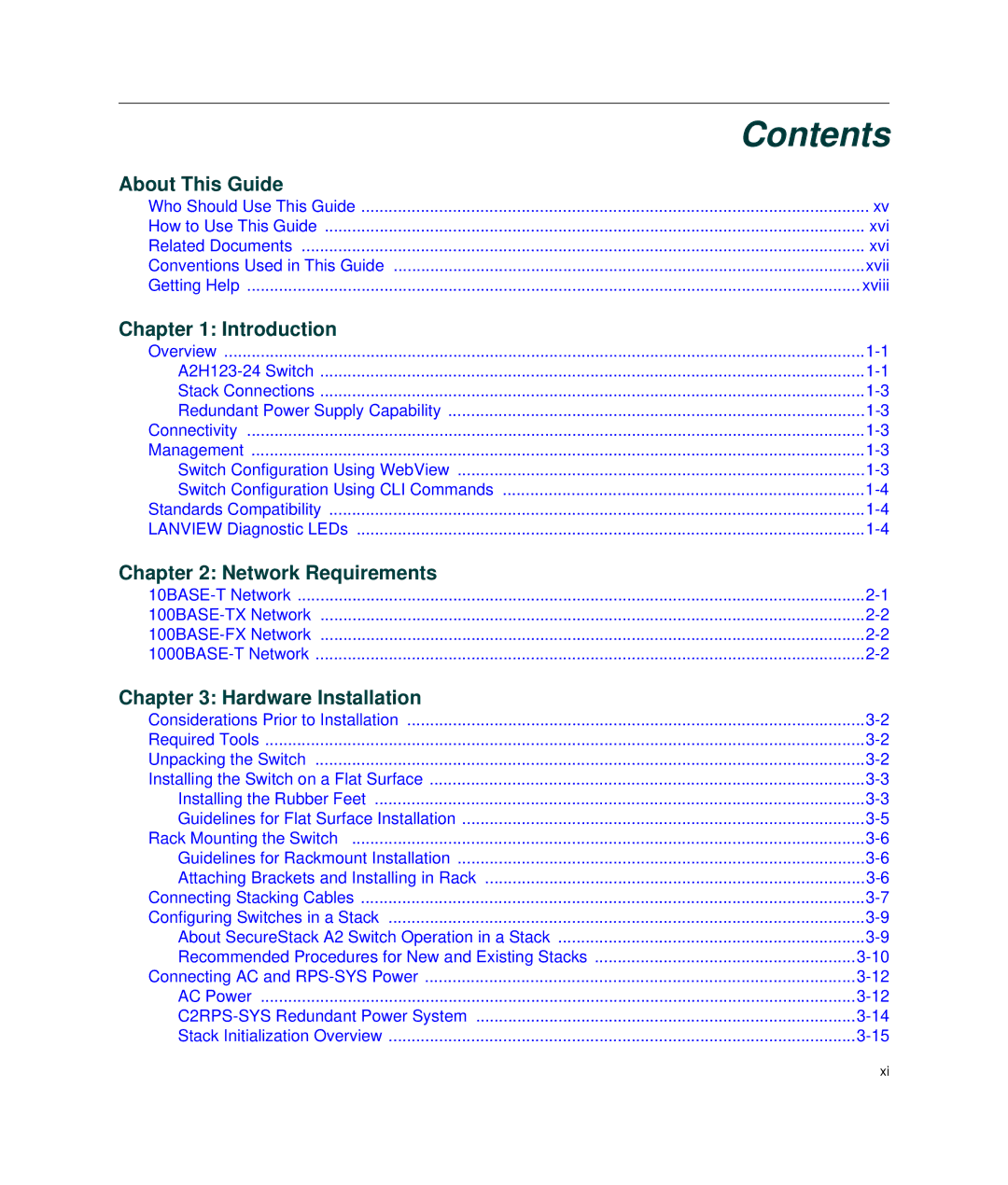 Enterasys Networks A2H123-24 manual Contents 