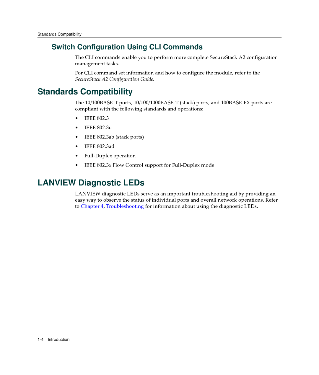 Enterasys Networks A2H123-24 Standards Compatibility, Lanview Diagnostic LEDs, Switch Configuration Using CLI Commands 