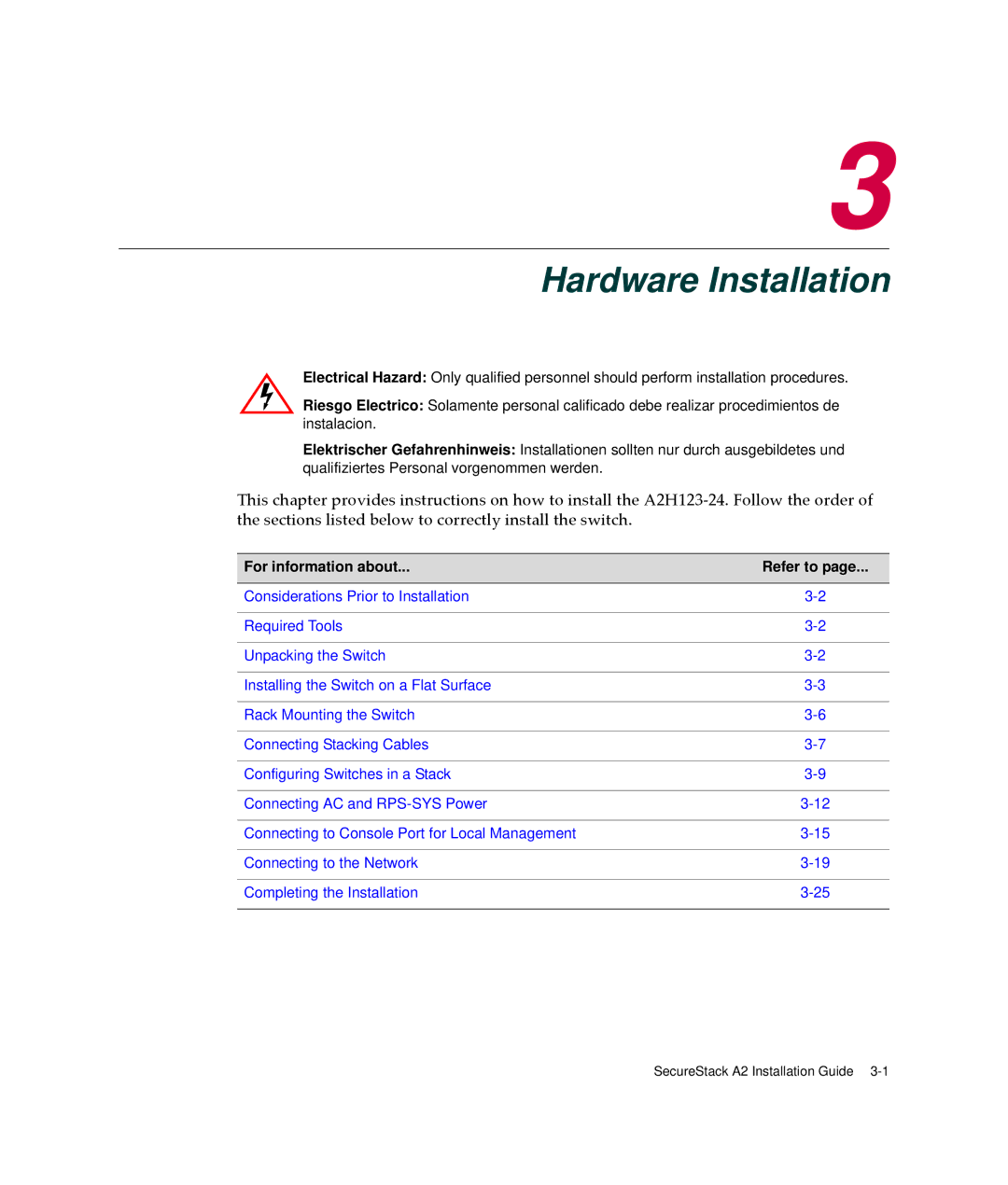 Enterasys Networks A2H123-24 manual Hardware Installation 