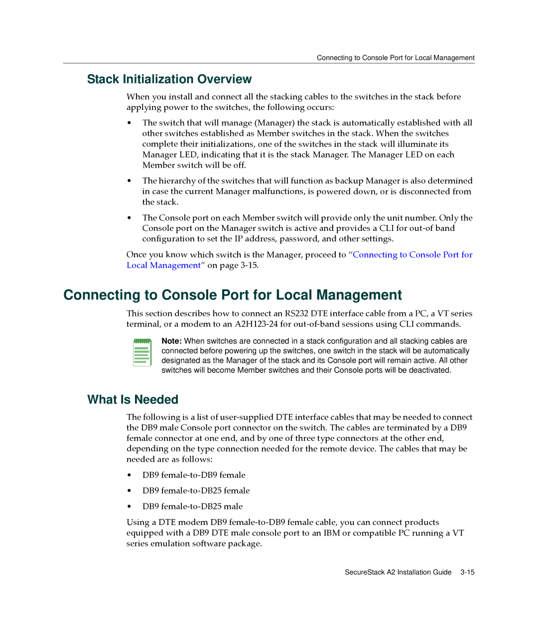 Enterasys Networks A2H123-24 manual Connecting to Console Port for Local Management, Stack Initialization Overview 