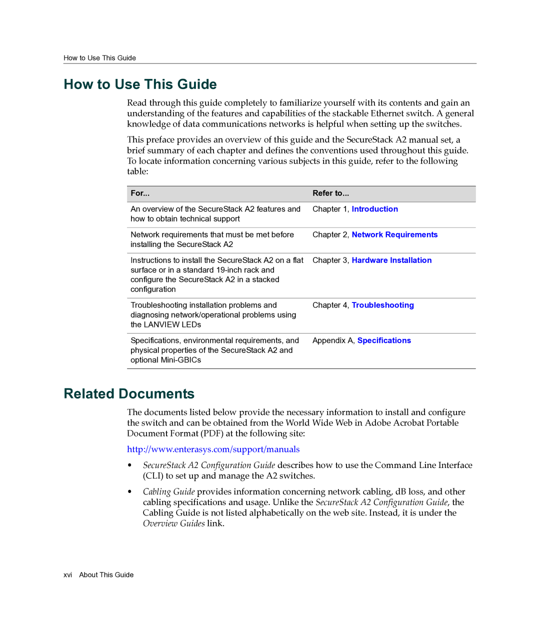 Enterasys Networks A2H124-24FX manual How to Use This Guide, Related Documents 