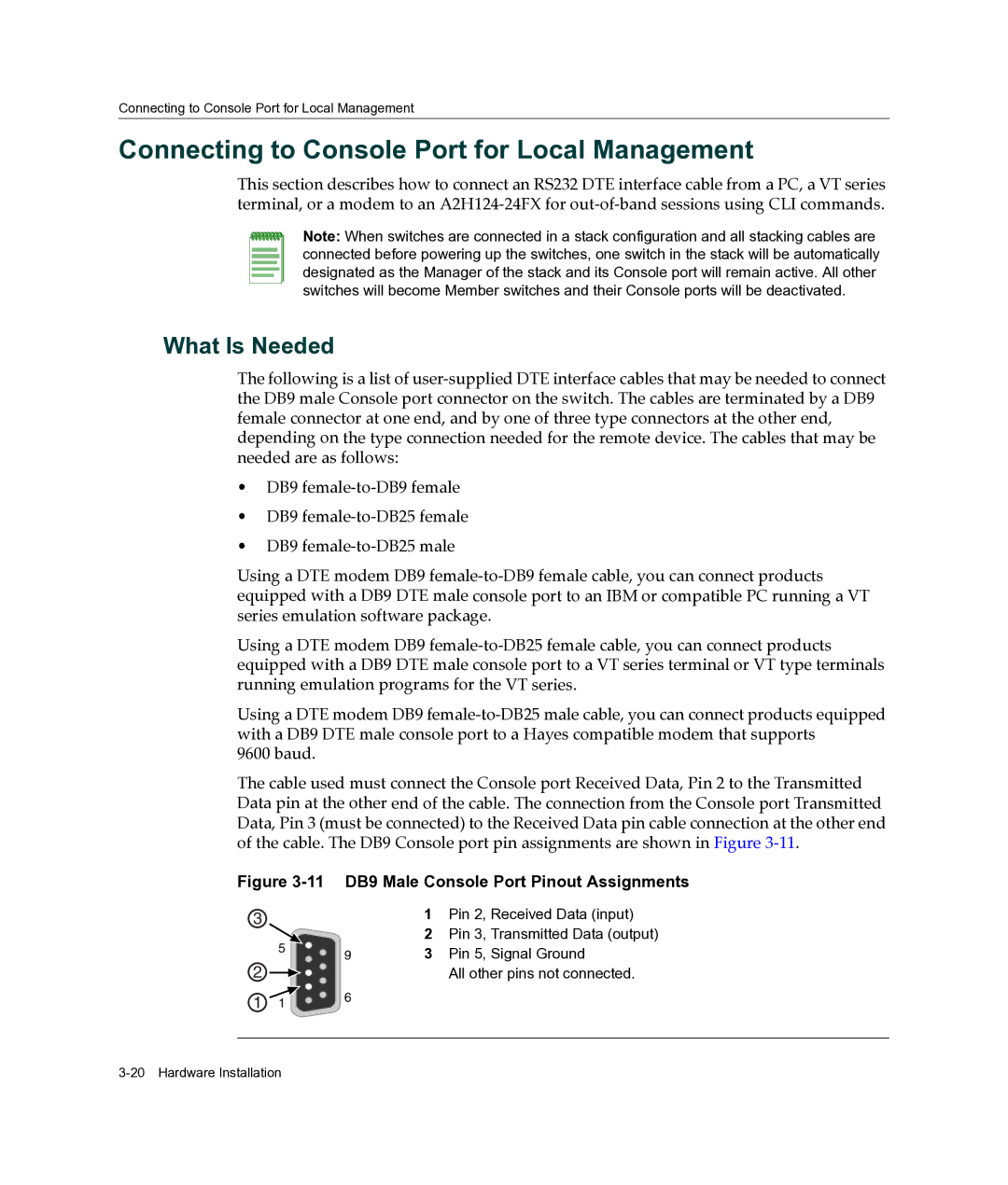 Enterasys Networks A2H124-24FX manual Connecting to Console Port for Local Management, What Is Needed 