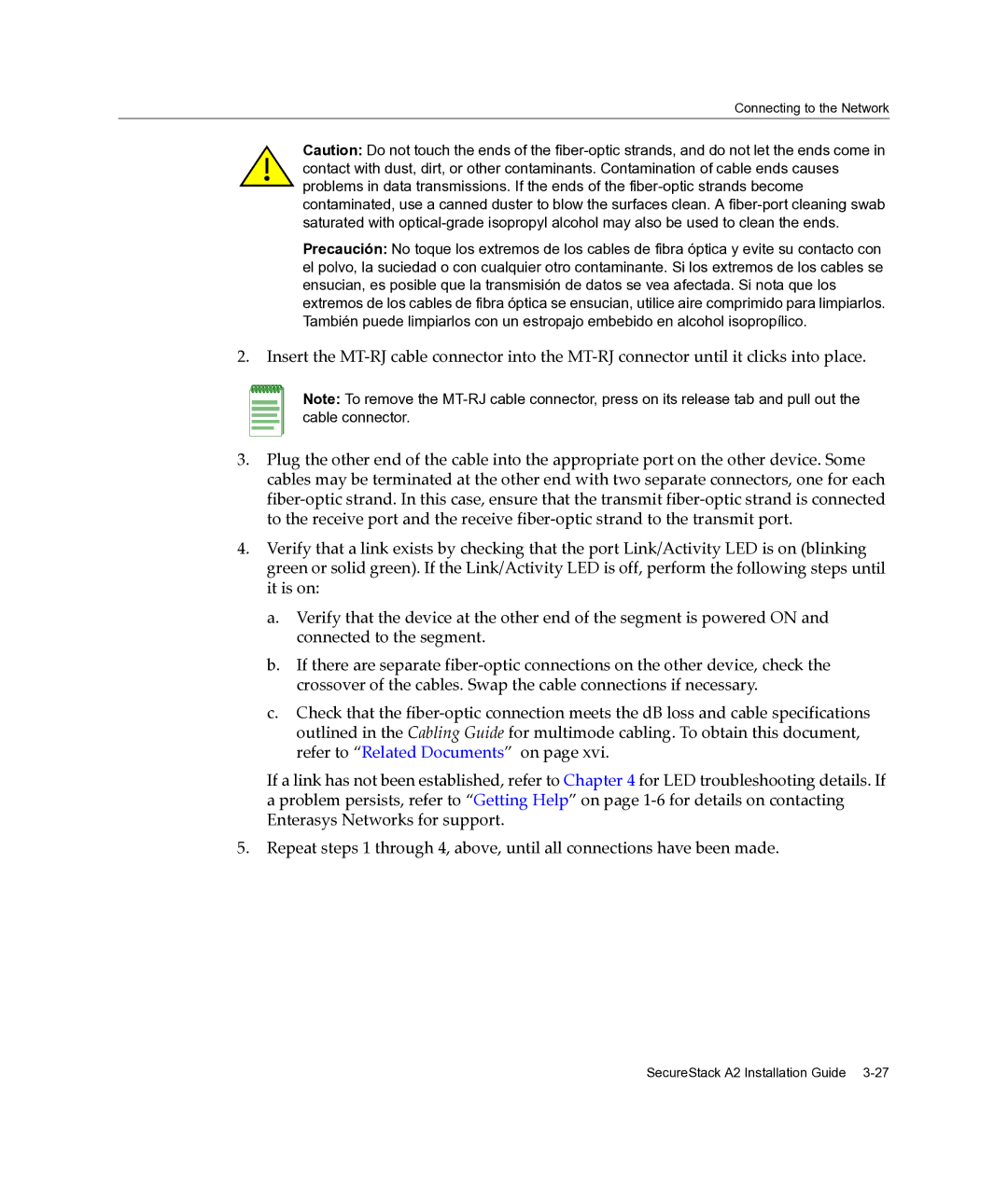 Enterasys Networks A2H124-24FX manual SecureStack A2 Installation Guide 