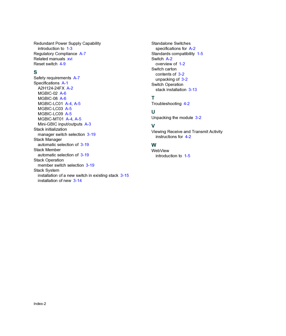 Enterasys Networks A2H124-24FX manual Index-2 