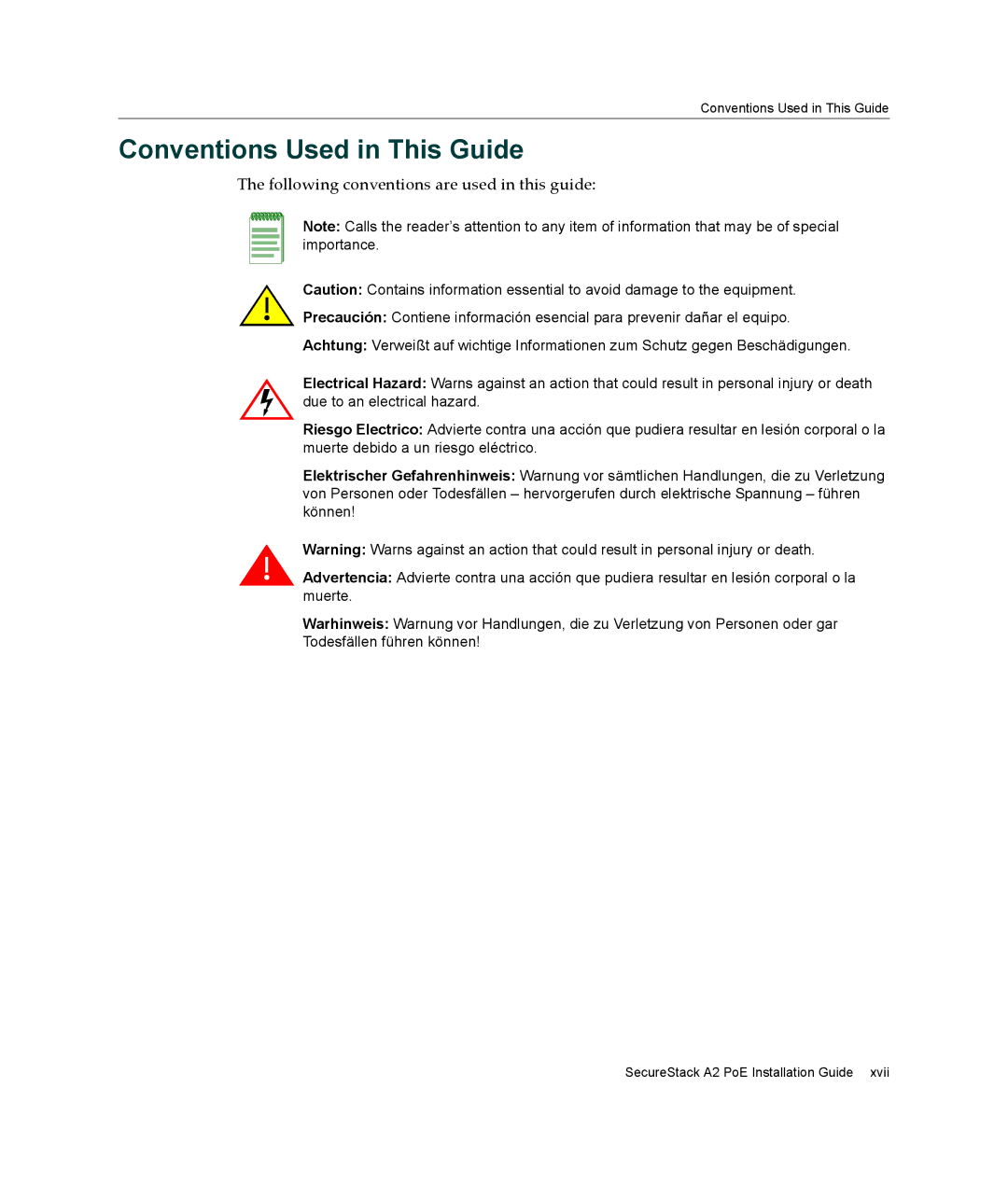 Enterasys Networks A2H124-24P, A2H124-48P Conventions Used in This Guide, Following conventions are used in this guide 