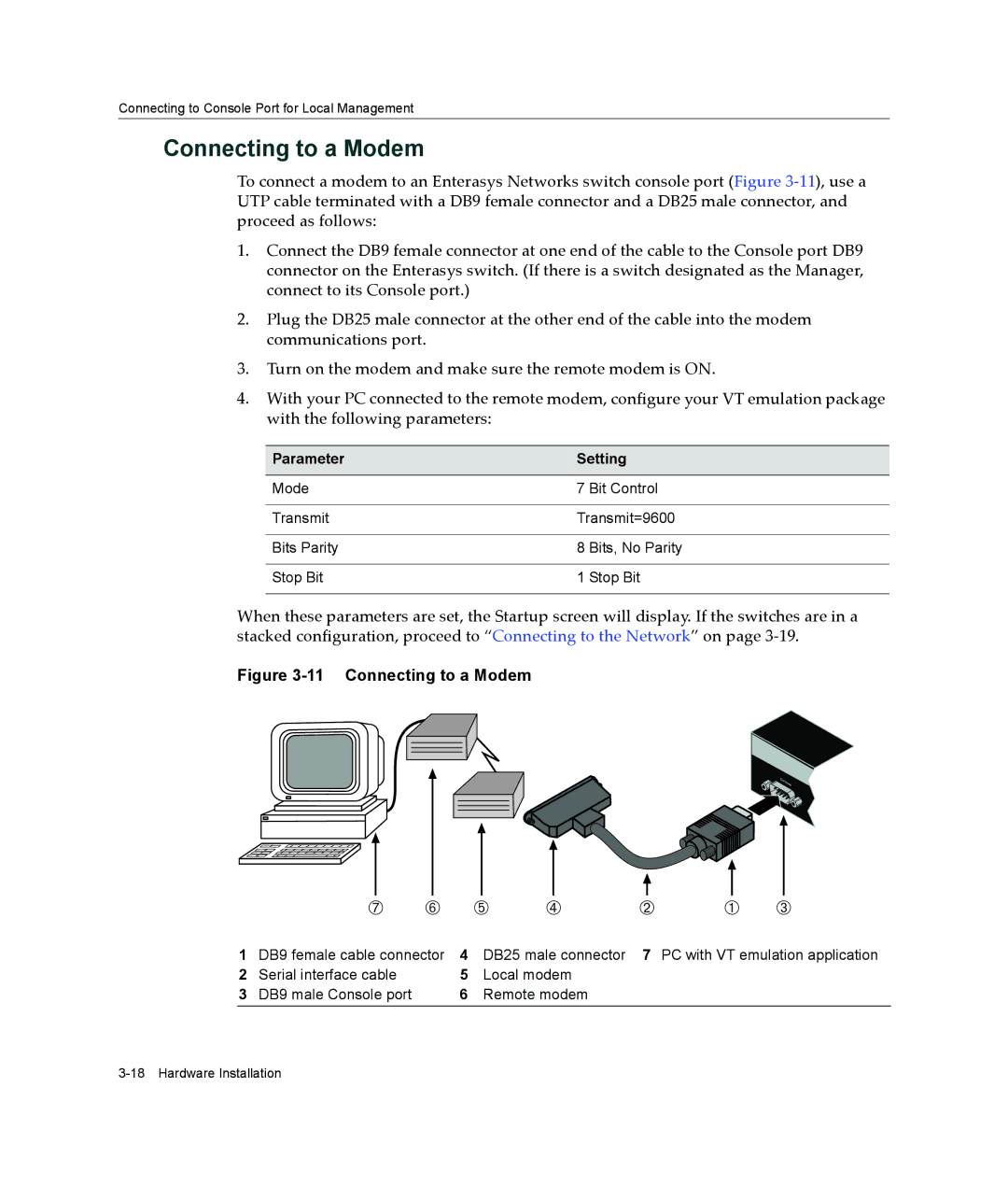 Enterasys Networks A2H124-48P, A2H124-24P manual Connecting to a Modem 