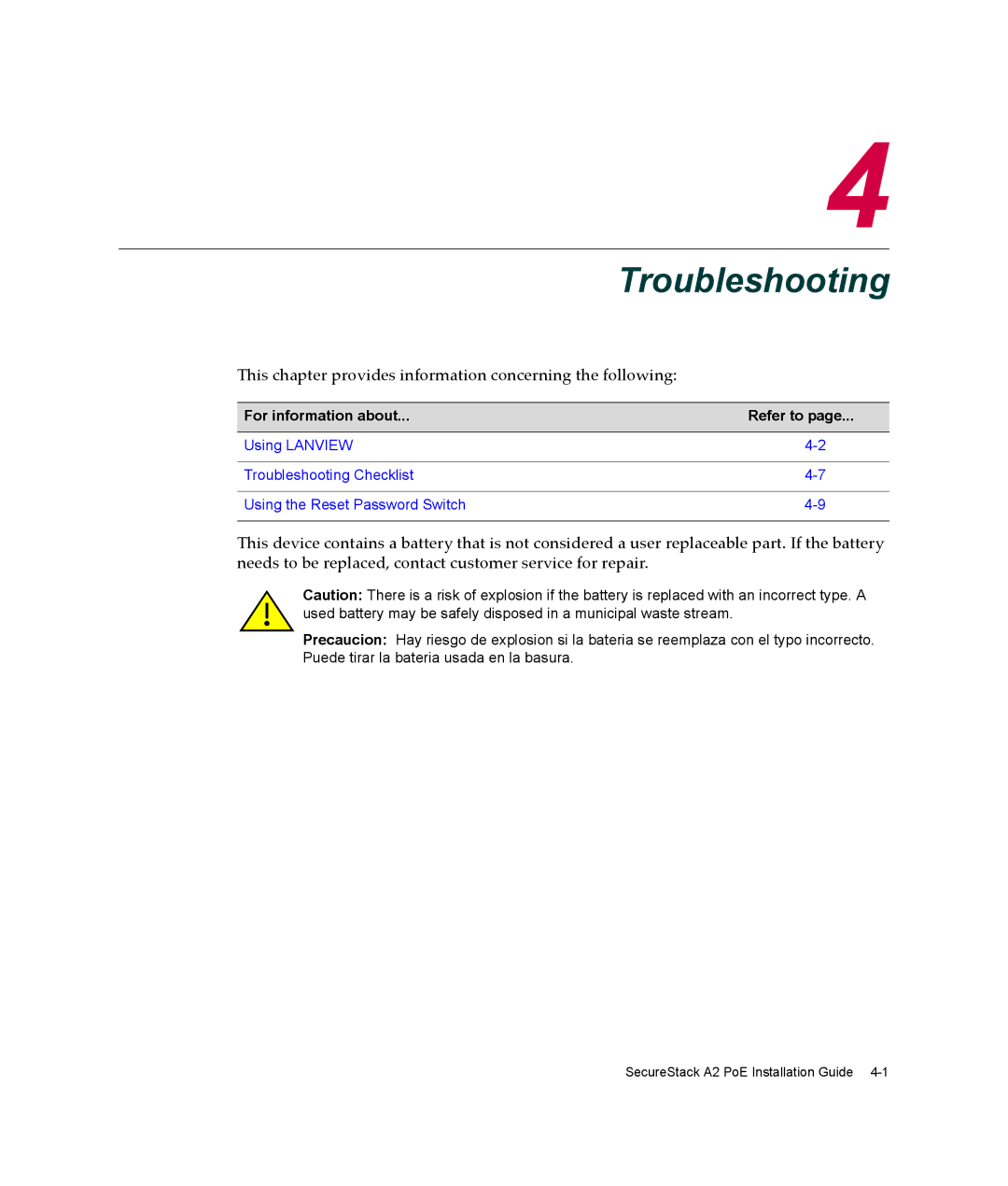 Enterasys Networks A2H124-24P, A2H124-48P manual Troubleshooting 